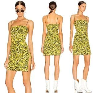 Miaou Yellow And Black Zebra Print Lottie Bodycon Mini Dress Size‎ S